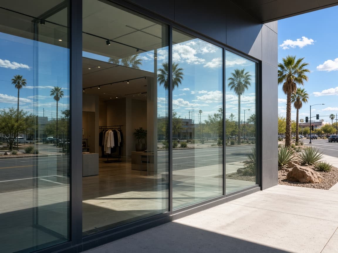 Retail storefront glass before film