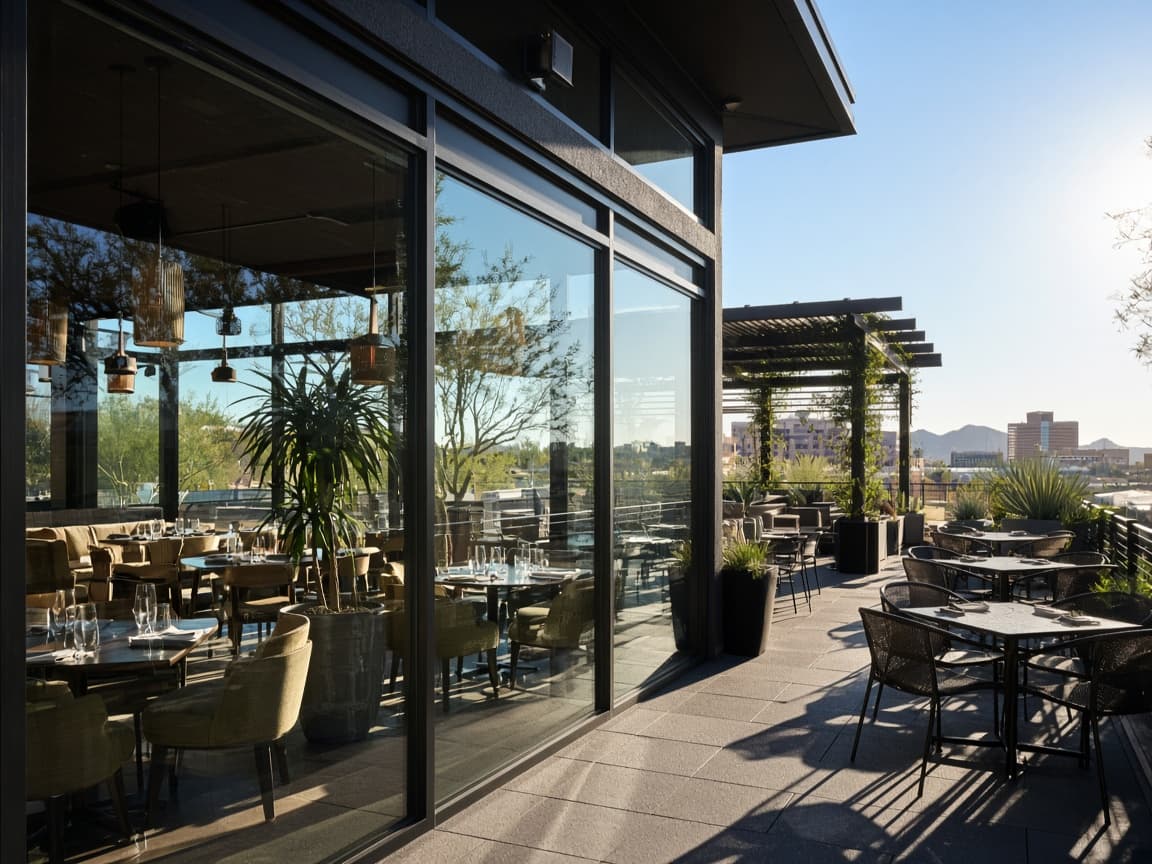 Restaurant patio glass before film