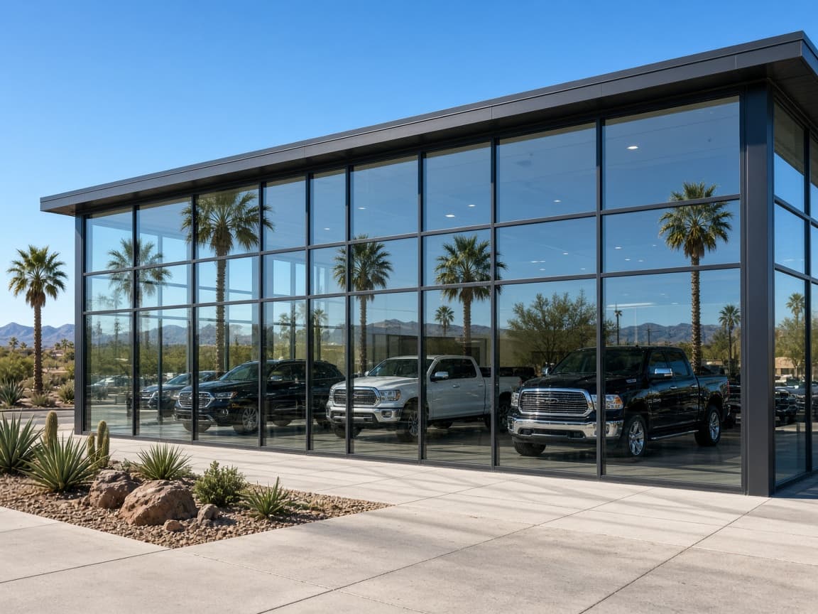 Auto dealership showroom before film
